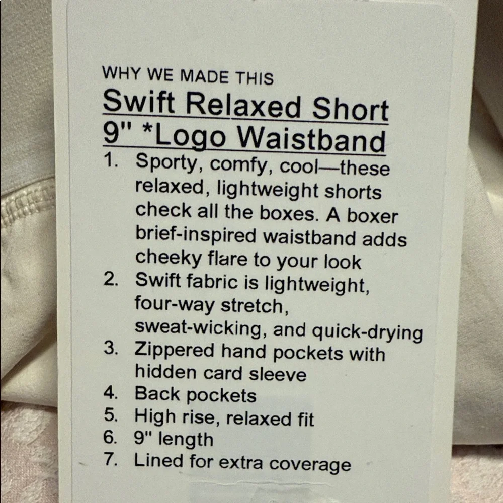Lululemon Swift Relaxed Shorts 9” with zipper Pickets Cream - Picture 8 of 10